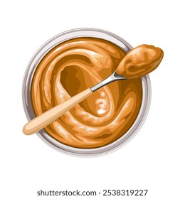 Apple butter illustration, top view, isolated on white background.