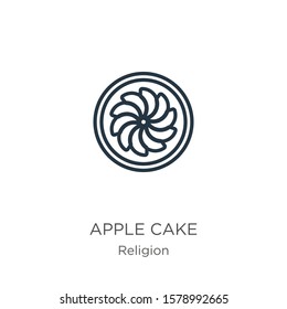 Apple cake icon. Thin linear apple cake outline icon isolated on white background from religion collection. Line vector sign, symbol for web and mobile