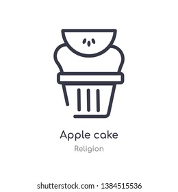 apple cake outline icon. isolated line vector illustration from religion collection. editable thin stroke apple cake icon on white background