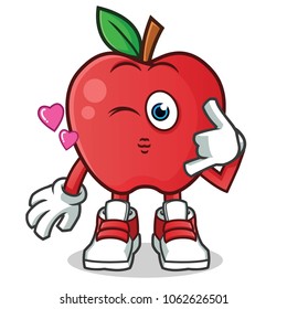 apple call me mascot vector cartoon illustration