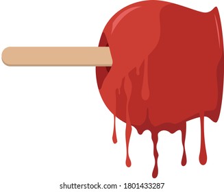 caramelo de manzana con ilustración plana de goteo de sangre