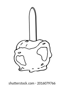 An apple in caramel. Vector on a white background. 