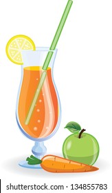 Apple and carrot cocktails, vector picture