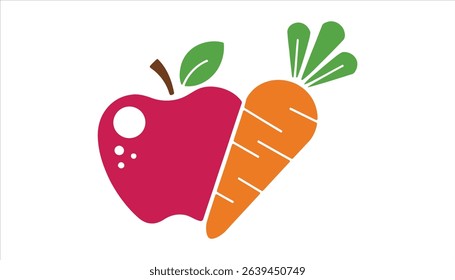 Apple and Carrot Icon for Healthy Eating Concept