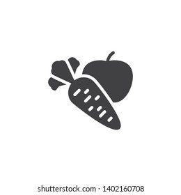 Apple with carrot vector icon. filled flat sign for mobile concept and web design. Fruit and vegetable glyph icon. Healthy diet food symbol, logo illustration. Pixel perfect vector graphics