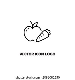 Apple carrot vector icon logo