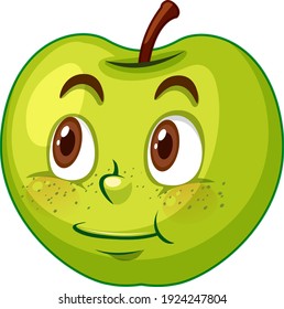 Apple cartoon character with facial expression illustration