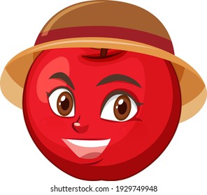 Apple cartoon character with facial expression illustration