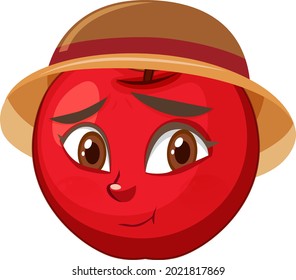Apple cartoon character with facial expression illustration