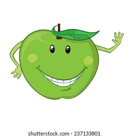 Apple cartoon character. vector  illustration