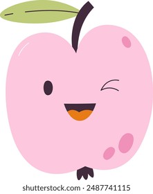Apple Cartoon Character Vector Illustration
