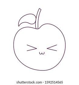 apple cartoon design, Kawaii expression cute character funny and emoticon theme Vector illustration