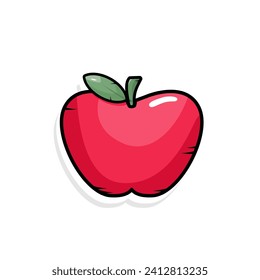 apple cartoon doodle illustration. sticker hand draw