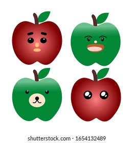 Apple cartoon flat style on a white background. Vector illustration icon apple