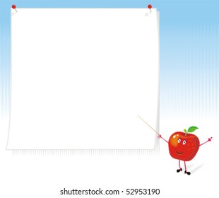 Apple cartoon giving lessons. No gradient vector. Very easy to change colors, composition and create new scenes.