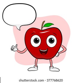 Apple Cartoon, a hand drawn vector illustration of apple cartoon with text, isolated on a simple background (editable).