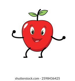 Apple cartoon. Happy apple fruit cute character mascot vector design. 