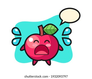 Apple cartoon illustration with crying gesture