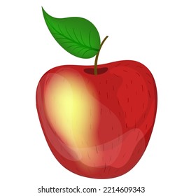 Apple cartoon isolated vector illustration on white background. Apple tree fruit. Realistic cartoon apple illustration with glow.