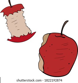 Apple cartoon isolated vector, Apple stub Vector doodle illustration