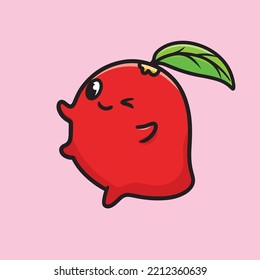 Apple Cartoon Mascot Vector Design Flat Cute Smile Expression
