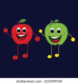 apple cartoon smiley face vector art 