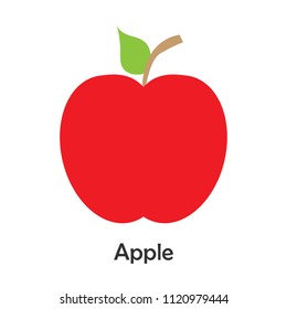 Apple in cartoon style, card with fruit for kid, preschool activity for children, vector illustration