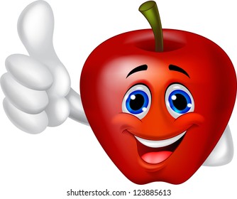 Apple cartoon with thumb up