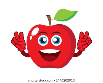 Apfel-Cartoon-Vektorgrafik, Apfelsymbol, grün, rot, frisch, Obst, lecker, Apfelsymbol, Apfelsymbol. Kann für Infografik, Banner, Poster, Webdesign verwendet werden. Isoliert auf weißem Hintergrund. 
