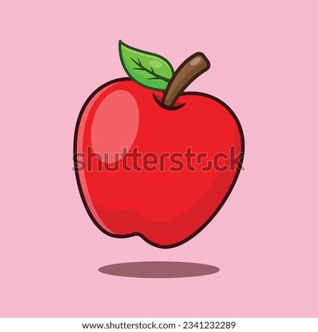 Apple cartoon vector illustration. Fruit vector cartoon illustration suitable for poster, brochure, web, mascot, sticker, logo and icon.