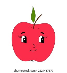  Apple Cartoon  . Vector Illustration.happy red apple fruit cute character