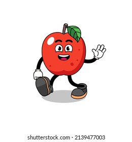 apple cartoon walking , character design