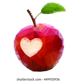 Apple with carved Heart Polygonal Vector
