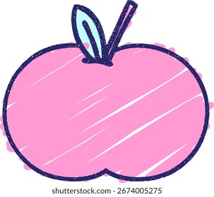 Dibujo de tiza de manzana en color neón brillante