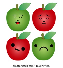 Apple character cute expression on white background