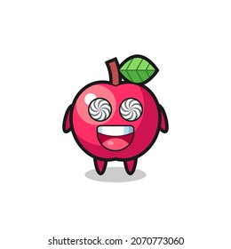 apple character with an expression of crazy about money , cute style design for t shirt, sticker, logo element