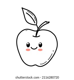 Apple character with funny face. Happy cute cartoon red and yellow apple set vector illustration. Healthy vegetarian food kids character