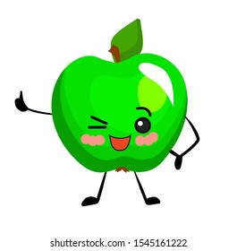 Apple character. Green color. Fruit on a white background isolated.
