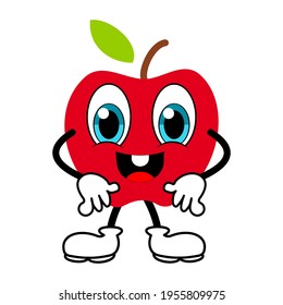 Ilustración vectorial aislada feliz de carácter Apple en fondo blanco