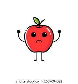 An apple character icon that is raising his hand and with a funny expression, fruit, apple, red, design, icon, character, food