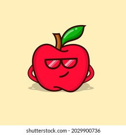Apple character illustration isolated vector cute expression. emoticon red apple funny element design for icon, web, education poster, banner