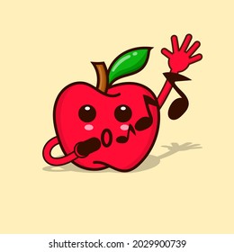 Apple character illustration isolated vector cute expression. emoticon red apple funny element design for icon, web, education poster, banner