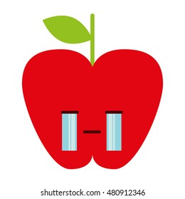apple character kawaii comic vector illustration design