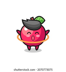 apple character as line judge hold the flag down at a 45 degree angle , cute style design for t shirt, sticker, logo element