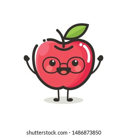 Apple Character Mascot .Fruit & Vegetables Cute Simple icon logo Design Vector