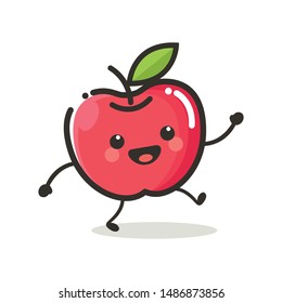 Apple Character Mascot .Fruit & Vegetables Cute Simple icon logo Design Vector