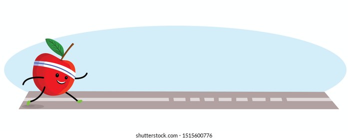 apple character trains in sport, vector illustration