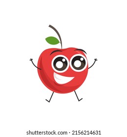 Apple character vector illustration, happy fruit character flat icon