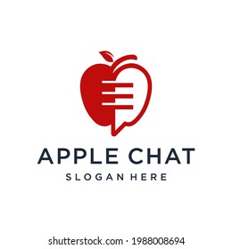 Apple with chat, message logo design template