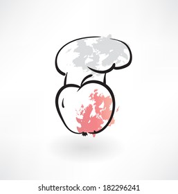 apple in the chef hat grunge icon